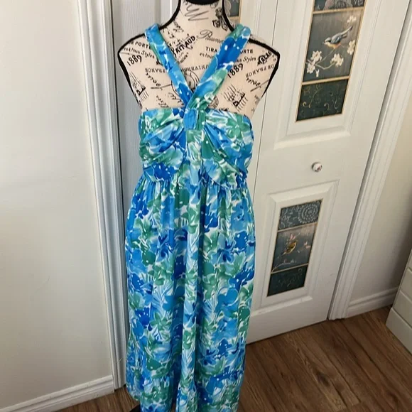 Grace Karin Blue and Green Floral Maxi Dress - Picture 6 of 16